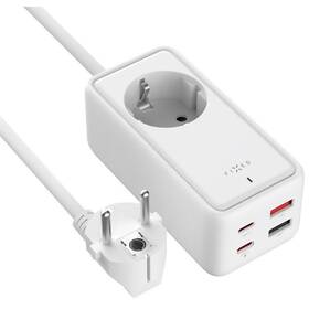Kábel predlžovací FIXED Charging Strip 2x USB-C a 2x USB, GaN III, PD 65W, 1,5 m (FIXCS65-1.5-WH) biely