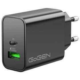 Nabíjačka do siete GoGEN ACHPD230, 1x USB-C PD, 1x USB-A, 30W (ACHPDQ230B) čierna