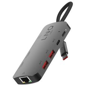 USB Hub Linq byELEMENTS 8v1 8K PRO USB-C Multiport Hub (LQ48022) sivý