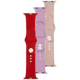 Set remienkov FIXED Silicone Strap na Apple Watch 38/40/41mm (FIXSST-436-3SET2) červený/ružový/fialový