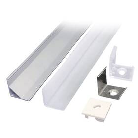 Profil Solight pre LED pásky, hliníkový, mliečny difúzor, rohový, 1m (WM908) biely