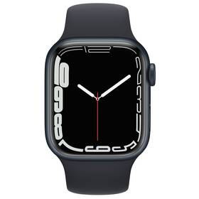 Inteligentné hodinky Apple Watch Series 7 GPS, 45mm púzdro z polnočno atramentového hliníka - temno atramentový športový remienok (MKN53VR/A)