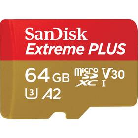 Pamäťová karta SanDisk Micro SDXC Extreme Plus 64GB UHS-I U3 (200R/90W) + adaptér (SDSQXBU-064G-GN6MA)