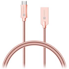 Kábel Connect IT Wirez Steel Knight USB/micro USB, oceľový, opletený, 1m (CCA-3010-RG) ružový/zlatý