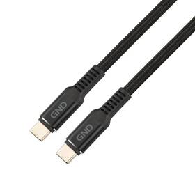 Kábel GND USB-C / USB-C, 1m, 100W, opletený (USBCC100MM02) čierny