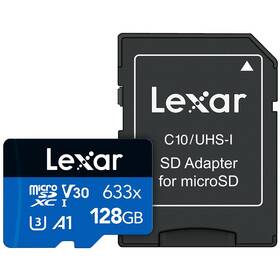 Pamäťová karta Lexar 633x microSDXC 128GB UHS-I (100R/45W) C10 A1 V30 U3 + adaptér (LSDMI128BB633A)