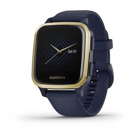 GPS hodinky Garmin Venu Sq Music - Light Gold/Blue Band (010-02426-12)