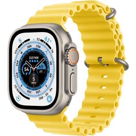 Inteligentné hodinky Apple Watch Ultra GPS + Cellular, 49mm titánové puzdro - žltý oceánsky remienok (MNHG3CS/A)