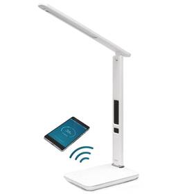 Stolná lampa IMMAX Kingfisher s bezdrátovým nabíjením Qi a USB, 8,5 W (08966L) biela