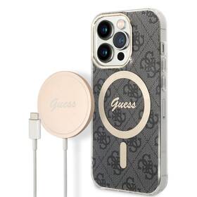 Kryt na mobil Guess 4G MagSafe na Apple iPhone 14 Pro + bezdrôtová nabíjačka (BUGUHMP14LH4EACSK) čierny