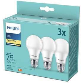 LED žiarovka Philips klasik, 10W, E27, teplá biela, 3ks (8718699775544)