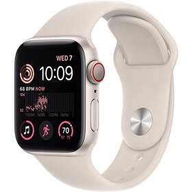 Inteligentné hodinky Apple Watch SE 2022 GPS + Cellular 44mm puzdro z hviezdne bieleho hliníka - hviezdne biely športový remienok (MNPT3CS/A)