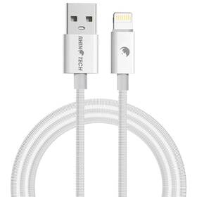 Kábel RhinoTech USB-A/Lightning, 1 m, opletený (RTACC383) biely