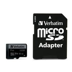Pamäťová karta Verbatim Pro microSDHC 32GB UHS-I V30 U3 (90R/45W) + adaptér (47041)
