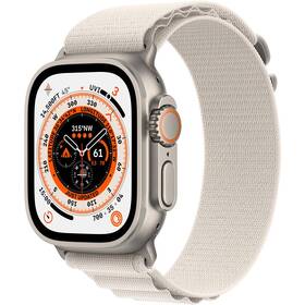 Inteligentné hodinky Apple Watch Ultra GPS + Cellular, 49mm titánové puzdro - hviezdne biely alpský ťah - S (MQFQ3CS/A)