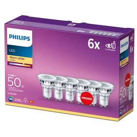 LED žiarovka Philips bodová, 4,6 W, GU10, teplá biela, 6ks (8718696586013)