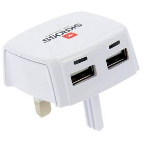 Cestovný adaptér SKROSS pre UK, 2100mA, 2x USB výstup (DC10UK) biely