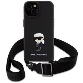 Kryt na mobil Karl Lagerfeld Saffiano Crossbody Metal Ikonik na Apple iPhone 15 Plus (KLHCP15MSASKNPBK) čierny