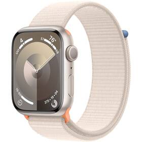 Inteligentné hodinky Apple Watch Series 9 GPS 45mm pouzdro z hvezdně bílého hliníku - hvězdně bílý provlékací sportovní řemínek (MR983QC/A)