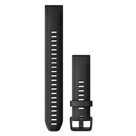 Remienok Garmin QuickFit 20mm, silikónový, čierny, dlhý, čierna pracka (010-12942-00)