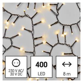 Vianočné osvetlenie EMOS 400 LED reťaz - ježko, 8 m, vonkajšia aj vnútorná, teplá biela, časovač (D4BW02)