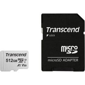 Pamäťová karta Transcend 300S microSDXC 512GB UHS-I U3 V30 A1 (95R/40W) + adapter (TS512GUSD300S-A)