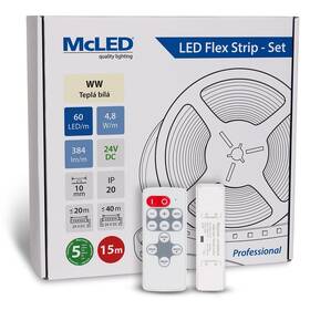 LED pásik McLED s ovládáním Nano - sada 15 m - Professional, 60 LED/m, WW, 384 lm/m, vodič 3 m (ML-126.873.60.S15002)