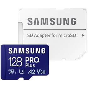 Pamäťová karta Samsung Micro SDXC PRO Plus 128GB UHS-I U3 (180R/130W + SD adapter (MB-MD128SA/EU)