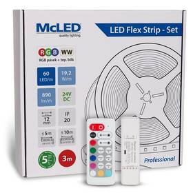 LED pásik McLED s ovládáním Nano - sada 3 m - Professional, 60 LED/m, RGB+WW, 890 lm/m, vodič 3 m (ML-128.635.60.S03005)