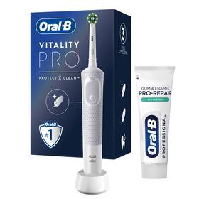 Zubná kefka Oral-B Vitality PRO Protect X D103 White + zubní pasta PRO-REPAIR 75 ml