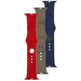 Set remienkov FIXED Silicone Strap na Apple Watch 38/40/41mm (FIXSST-436-3SET3) červený/modrý/zelený