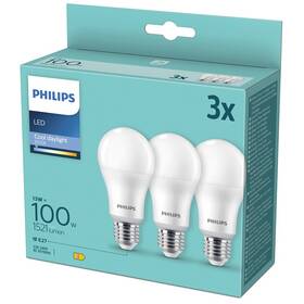 LED žiarovka Philips klasik, 13W, E27, chladná denná, 3ks (8719514403840)