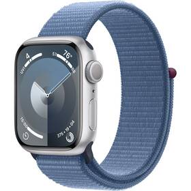 Inteligentné hodinky Apple Watch Series 9 GPS 41mm pouzdro ze stříbrného hliníku - ledově modrý provlékací sportovní řemínek (MR923QC/A)