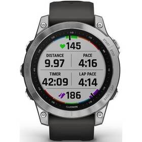 GPS hodinky Garmin fenix 7 Glass - Silver/Graphite Silicone Band (010-02540-01)