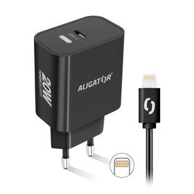 Nabíjačka do siete Aligator Power Delivery 20W, USB-C + kábel pre Apple (CHPD0015) čierna