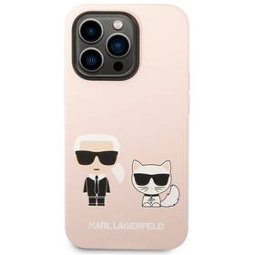Kryt na mobil Karl Lagerfeld and Choupette Liquid Silicone na Apple iPhone 14 Pro (KLHCP14LSSKCI) ružový