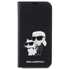 Puzdro na mobil flipové Karl Lagerfeld PU Saffiano Karl and Choupette NFT Book na iPhone 13 Pro Max (KLBKP13XSANKCPK) čierne