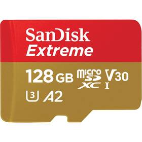 Pamäťová karta SanDisk Micro SDXC Extreme AC 128GB UHS-I U3 (190R/90W) + adaptér (SDSQXAA-128G-GN6AA)