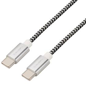 Kábel GoGEN USB-C / USB-C, 1m, opletený (USBCC100MM24) strieborný