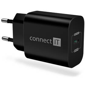 Nabíjačka do siete Connect IT Voyager2, 1× USB-C, 25W PD (CWC-2070-BK) čierna