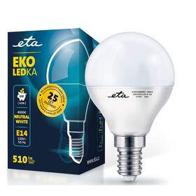 LED žiarovka ETA EKO LEDka mini globe 6W, E14, neutrální bílá (ETAP45W6NW01)