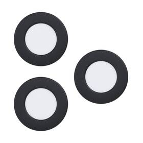 Vstavané svietidlo Eglo Fueva 5, kruh, 8,6 cm, teplá biela, 3 ks (99146) čierne