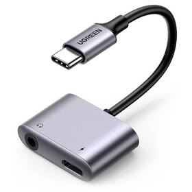 Redukcia UGREEN USB-C/USB-C PD + 3.5mm Jack (60164) sivá