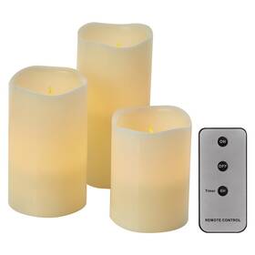 LED dekorácie EMOS vosková sviečka, rôzne veľkosti, 3x AAA, vnútorná, vintage, 3 ks, ovládač (DCCV07)