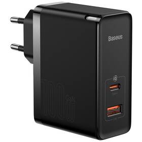 Nabíjačka do siete Baseus GaN5 Pro, USB-C + USB-A 100W (CCGP090201) čierna