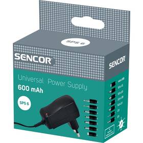 Sieťový adaptér Sencor SPS 6, stab. 600 mA