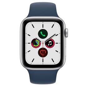 Inteligentné hodinky Apple Watch SE GPS, 44mm púzdro zo strieborného hliníka - hlbokomorsko modrý športový remienok (MKQ43VR/A)