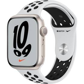 Inteligentné hodinky Apple Watch Nike Series 7 GPS, 45mm púzdro z hviezdne bieleho hliníka - platinový / čierny športový remienok (MKNA3VR/A)