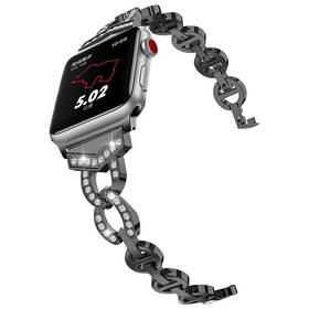 Remienok WG crystal, kovový, na Apple Watch 42/44/45/49 mm (10628) čierny