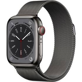 Inteligentné hodinky Apple Watch Series 8 GPS + Cellular 45mm puzdro z grafitovo šedej nerezovej ocele - grafitovo šedý milánsky ťah (MNKX3CS/A)